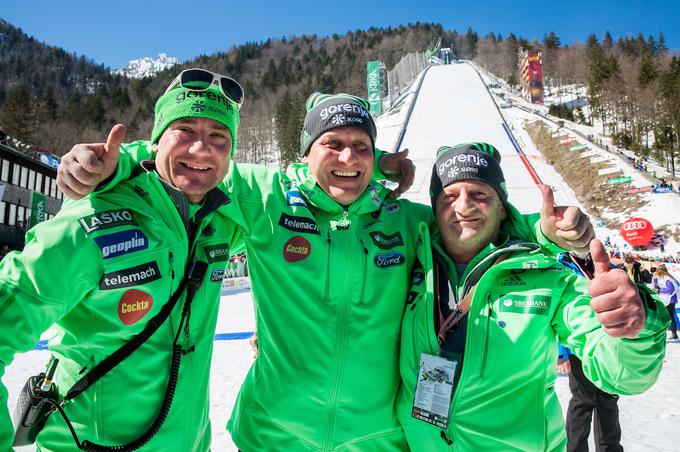 Strokovno vodstvo, ki je v reprezentanci zadolženo za tehnični del skokov: Nejc Frank, Goran Janus in Jani Grilc. Za kondicijsko pripravljenost skrbi Matjaž Polak. | Foto: Vid Ponikvar