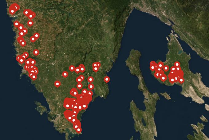 Zemljevid črnih gradenj v Istri.  | Foto: Matic Prevc/STA