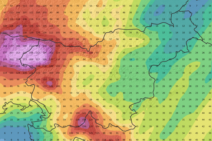 Meteoinfo | Najizrazitejše padavine bodo v prihodnjih dneh znova na širšem območju Julijskih Alp, na območju Snežnika in zelo verjetno tudi v Zgornji Savinjski dolini.  | Foto Meteoinfo / Facebook