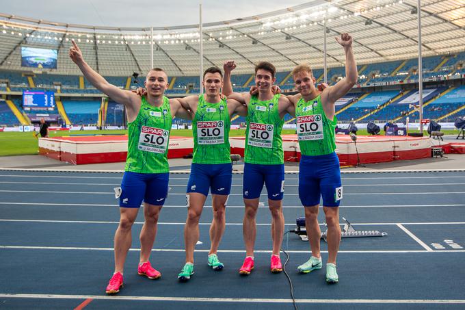 Izkazali so se tudi Jernej Gumilar, Matevž Šuštaršič, Andrej Skočir in Anej Čurin Prapotnik. Bili so drugi v štafeti 4 X 100 m. | Foto: Peter Kastelic/AZS