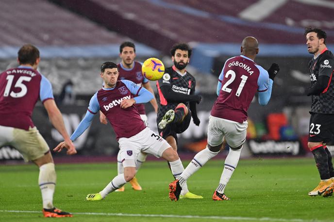 WestHam - Liverpool | Mohamed Salah je k pomembni zmagi Liverpoola prispeval dva gola, to sta bila že njegova 14. in 15. v tej sezoni premier lige. | Foto Reuters