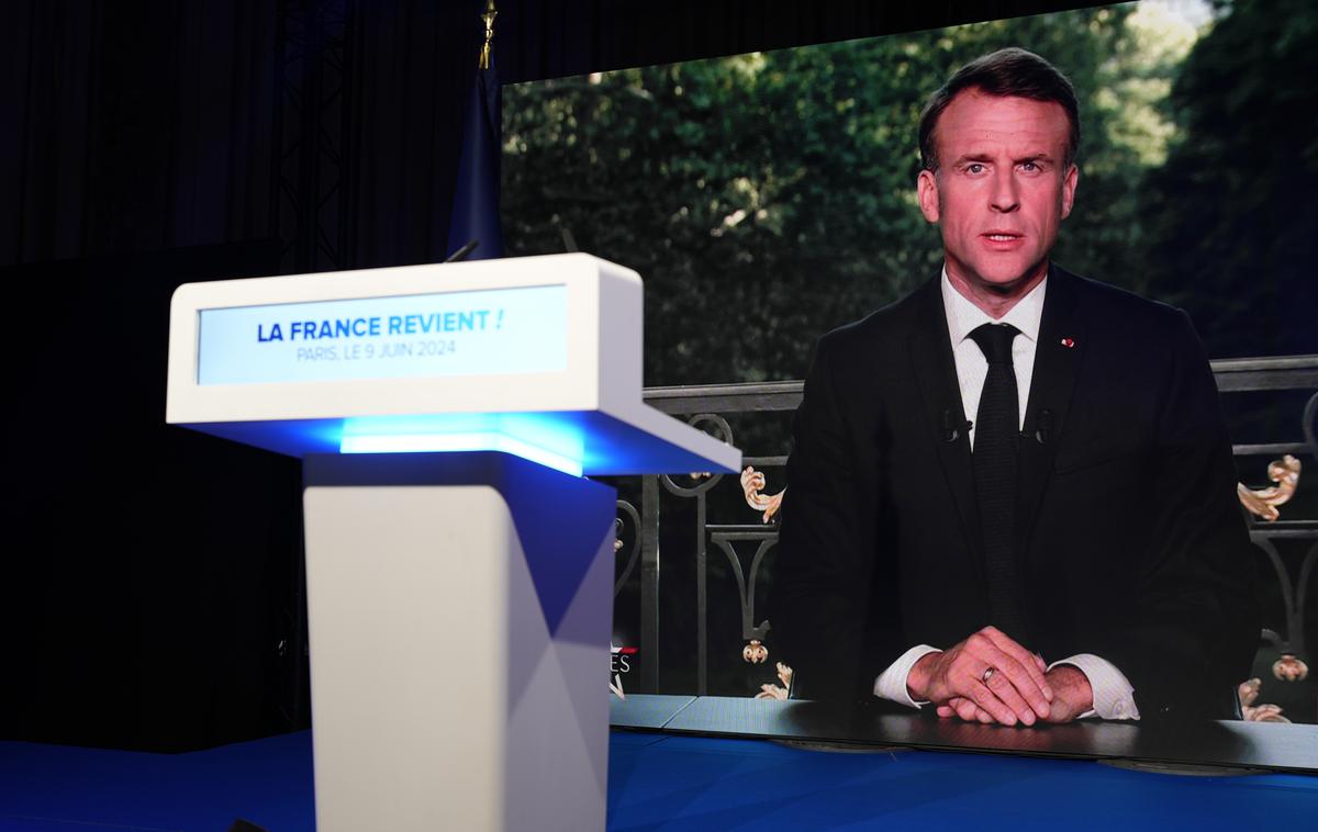 Emmanuel Macron | Po hudem porazu na volitvah je Macron razpustil parlament in za 30. junij sklical predčasne volitve. To je državljanom sporočil v večernem nagovoru.  | Foto Guliverimage