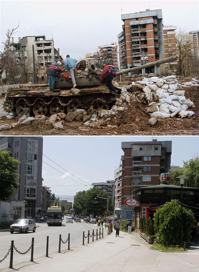 Obisk Sarajeva ga je leta 1996 zelo pretresel. Na fotografiji je predel Kovačići leta 1996 in 15 let pozneje. | Foto: Reuters