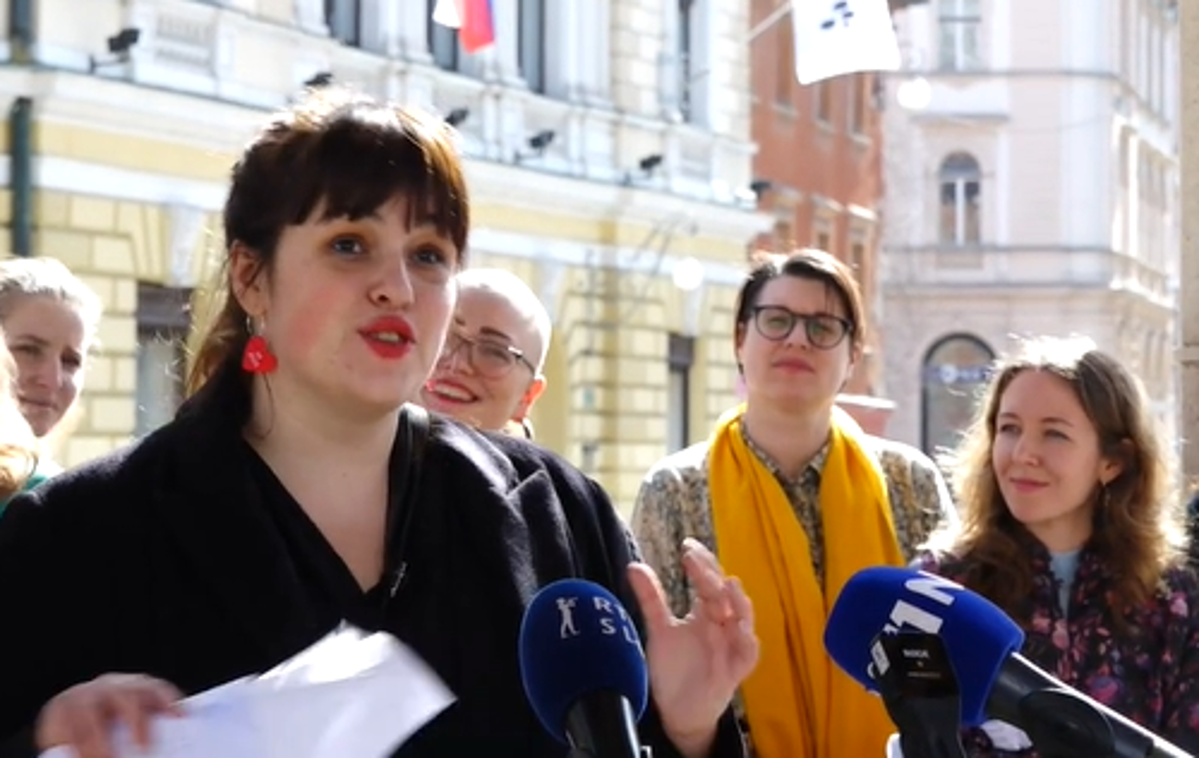 Nika Kovač | V gibanju My Voice, My Choice so povezana različna gibanja, organizacije in aktivisti iz Evrope, ki si prizadevajo za varstvo človekovih in reproduktivnih pravic, pravičnost in enakopravnost. | Foto STA