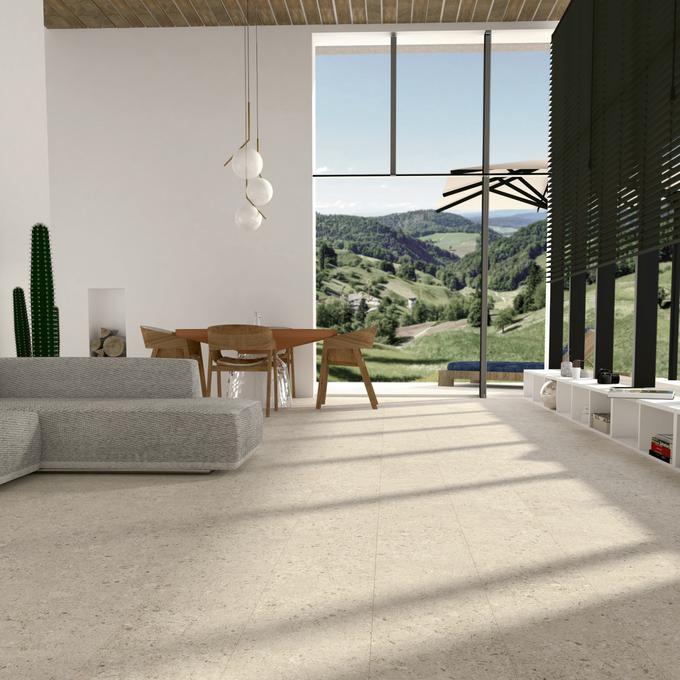 Ambient v modernem stilu z odprtim tlorisom (porcelanske ploščice TERRAZZO). | Foto: 