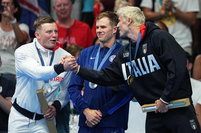 Peaty je tretje zaporedno olimpijsko zlato v isti disciplini (100 metrov prsno) zgrešil za le dve stotinki. Naslov olimpijskega prvaka je osvojil Italijan Nicolo Martinenghi. | Foto: Guliverimage