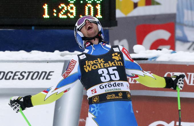 Rok Perko je na skrajšani progi v Val Gardeni leta 2012 presenetljivo prehitel vodilnega Erika Guaya ... | Foto: Reuters