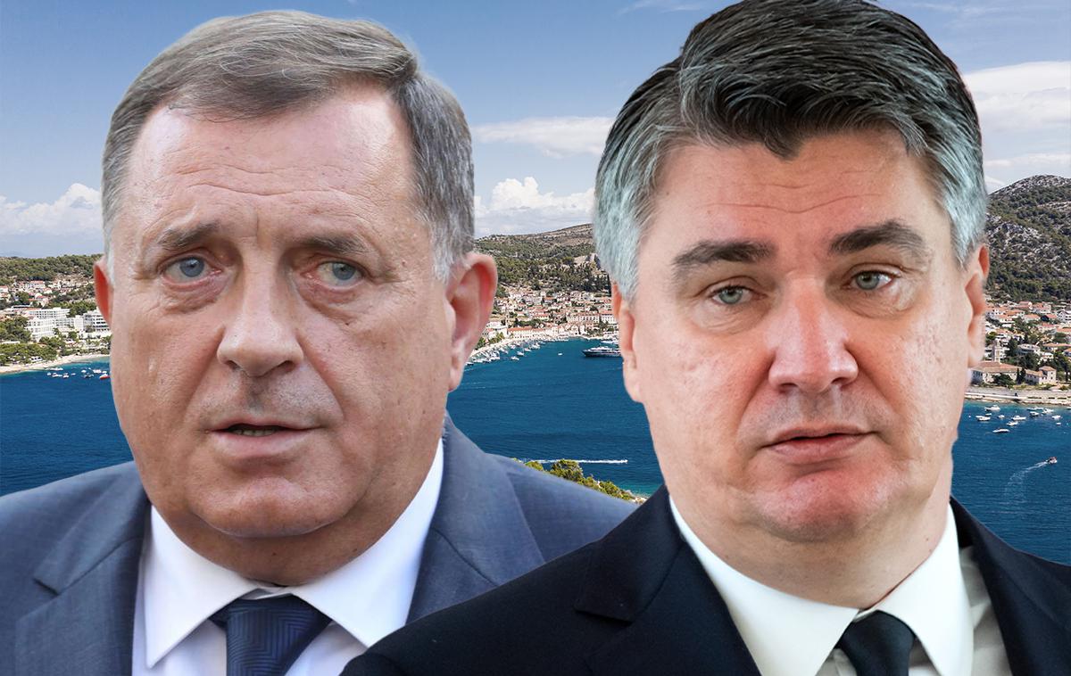 Milorad Dodik, Zoran Milanović | Dodik je hrvaški otok Hvar obiskal v torek. Njegov sestanek z gostiteljem Zoranom Milanovićem sta strani opisali kot redni delovni sestanek. Kot razlog za obisk je Dodik navedel le, da je Milanović zanimiv sogovornik. | Foto Shutterstock/Guliverimage