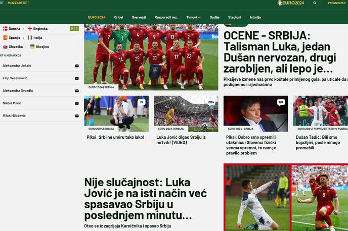 Srbski mediji, euro 2024 | Foto zajem zaslona