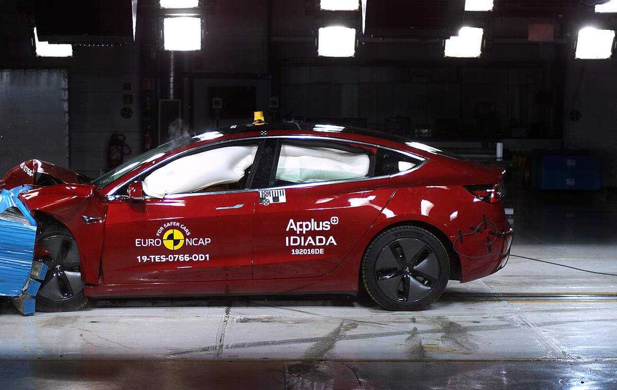 Euro NCAP tesla 3 | Po testiranju so pri Euro NCAP pohvalili delovanje asistenčnega sistema samodejnega zaviranja. Električna tesla model 3 je bila prepričljiva tudi pri zaščiti odraslih potnikov in otrok. | Foto EuroNCAP