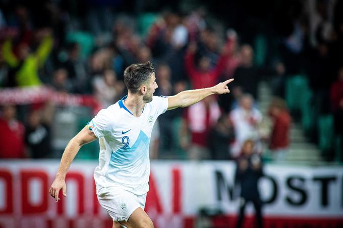 Andraž Šporar je letos končno dočakal strelski prvenec v državnem dresu. | Foto: Grega Valančič/Sportida