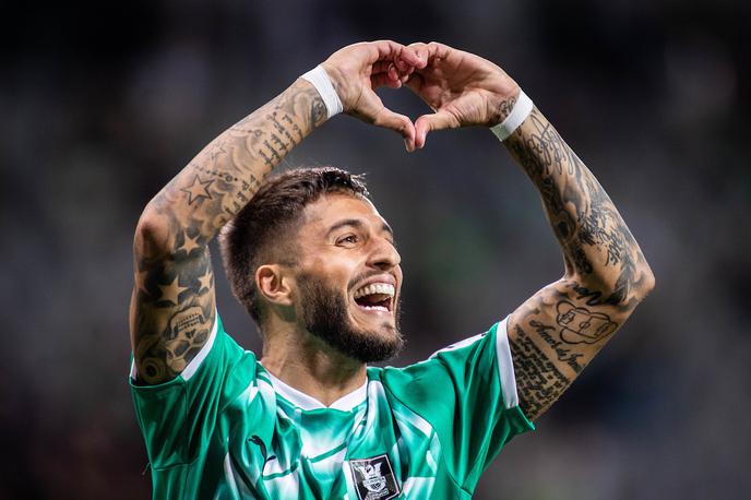 Olimpija Rogaška Rui Pedro | Olimpija je konec prejšnjega tedna odigrala prvenstveno tekmo in s 5:0 premagala Rogaško. Med strelce se je po izjemni akciji portugalskih rojakov vpisal Rui Pedro, ki je za razliko od preostalih strelcev (Saar Fadida je zadel trikrat, Mateo Karamatić pa enkrat) odigral tudi tekmo v Razgradu. Ludogorec po tekmi z Olimpijo ni odigral nobene tekme. | Foto Nik Moder/Sportida