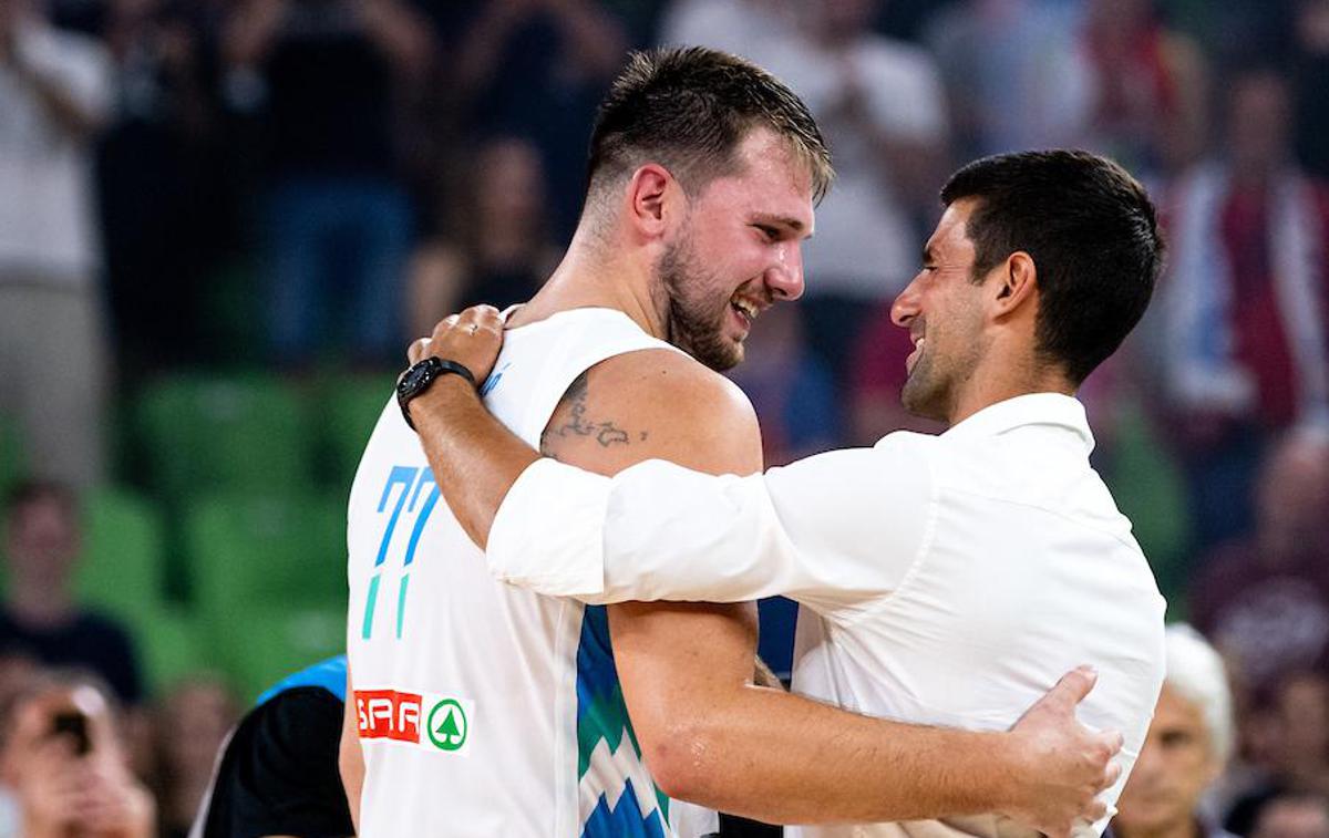 Luka Dončić, Novak Đoković | Tekmo v Stožicah si je ogledal tudi Novak Đoković. | Foto Matic Klanšek Velej/Sportida