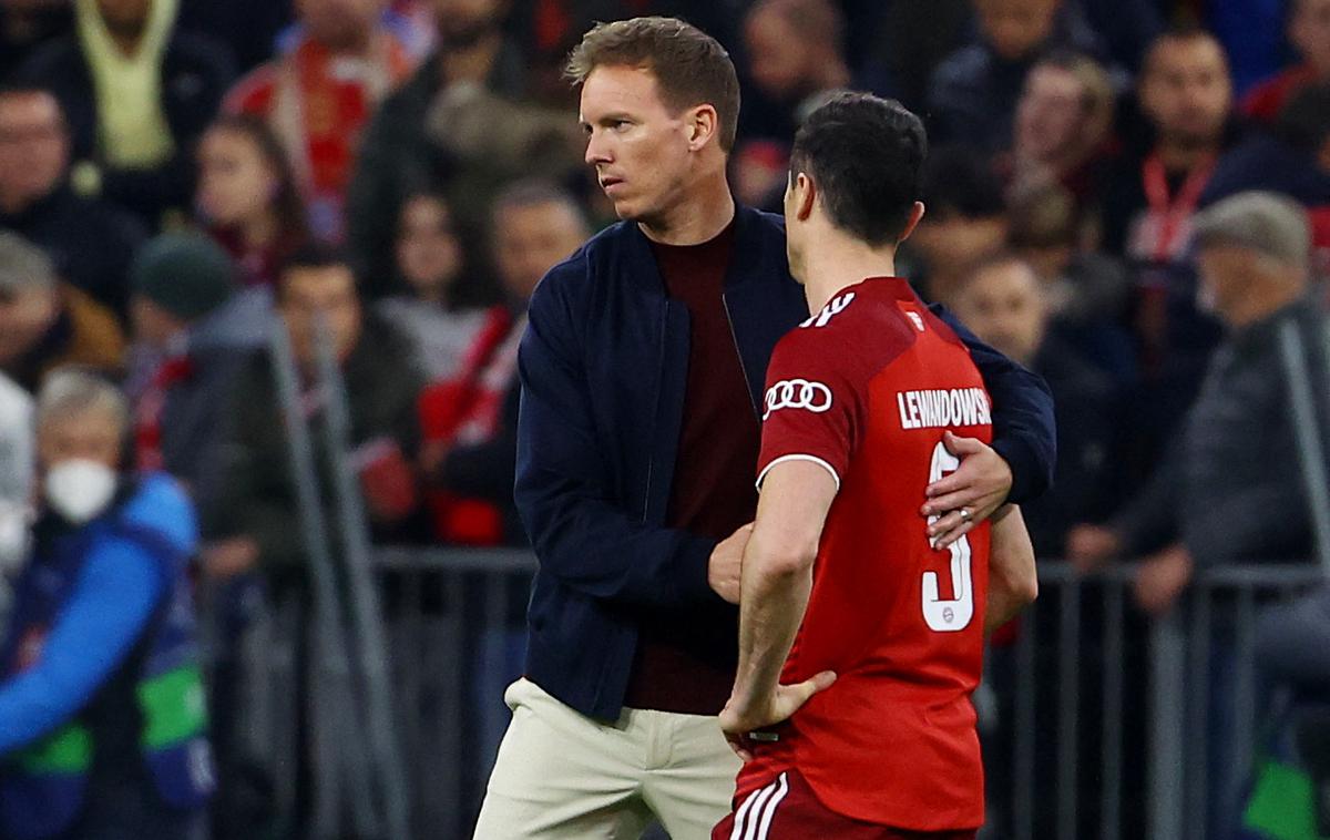 Bayern Nagelsmann Lewandowski | Julian Nagelsmann in Robert Lewandowaski razočarana po izpadu iz lige prvakov. | Foto Reuters