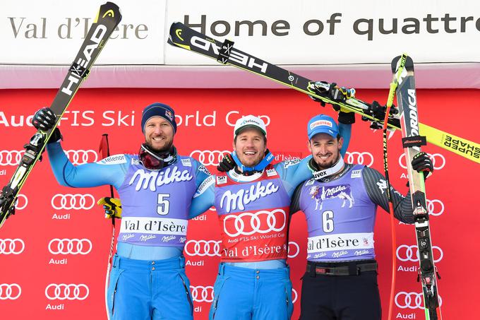 Norvežanoma je družbo na zmagovalnem odru delal Italijan Dominik Paris. | Foto: Guliverimage/Getty Images