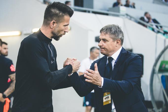 Boštjan Cesar in Dragan Stojković, oba sta v karieri nosila dres Marseilla, sta se razšla brez zmagovalca.  | Foto: Grega Valančič/Sportida