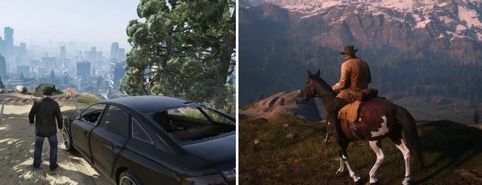 RDR 2 ima zelo podobne temelje kot Grand Theft Auto, le da je namesto v sodobno urbano okolje umeščen na Divji zahod, igralec pa se namesto s športnimi avtomobili in letali naokrog preganja s konji.  | Foto: Rockstar Games