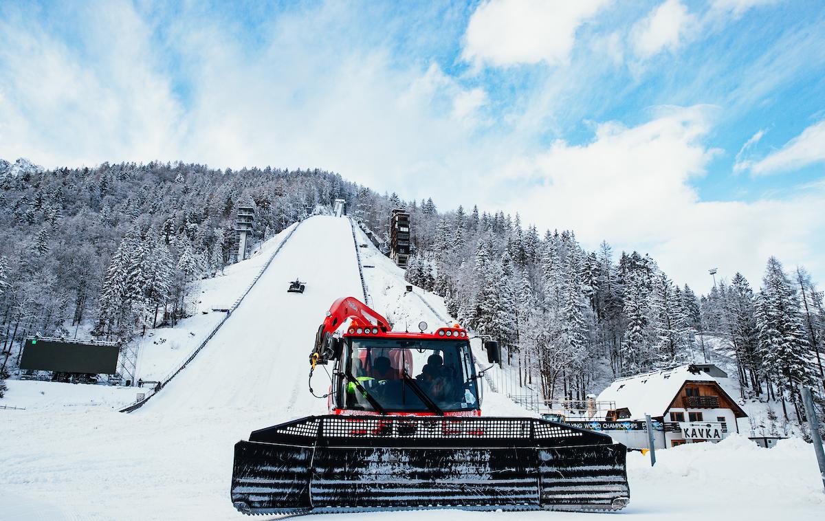 Planica 2020 - sneg, ratrak, priprava | Ratraki bodo v sredo v polnem zagonu, saj bo sneg dodobra prekril Letalnico bratov Gorišek. | Foto Matic Klanšek Velej/Sportida