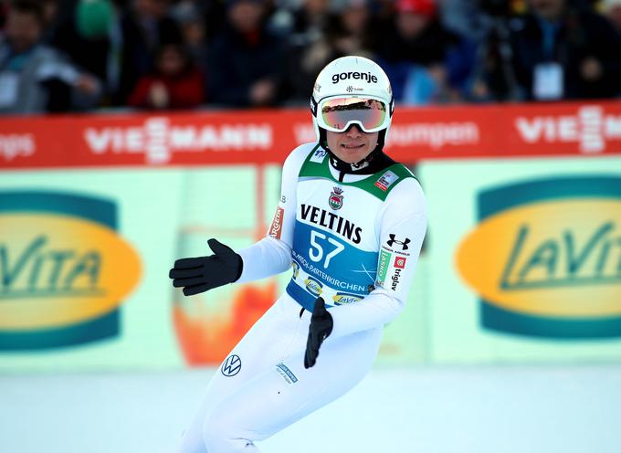 Anže Lanišek je v Garmischu dosegel četrto mesto, danes pa bil na 18. mestu najvišje uvrščeni Slovenec. Turnejo je končal na skupno desetem mestu. | Foto: Guliverimage