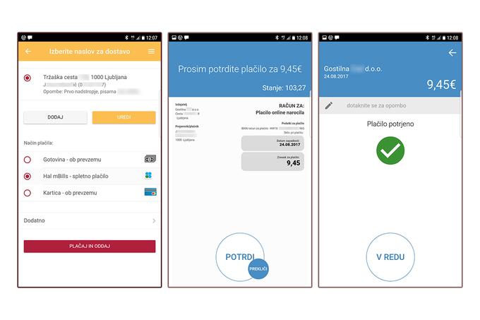 Zaporedje spletnega nakupa, plačanega z aplikacijo Hal mBills | Foto: Srdjan Cvjetović