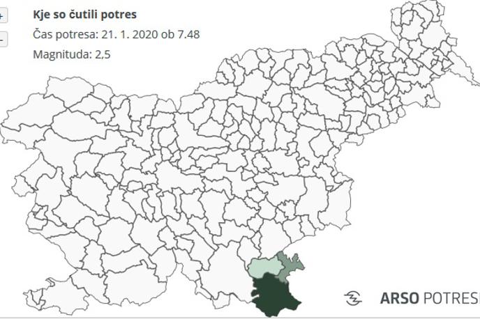 Močan potres pri Črnomlju