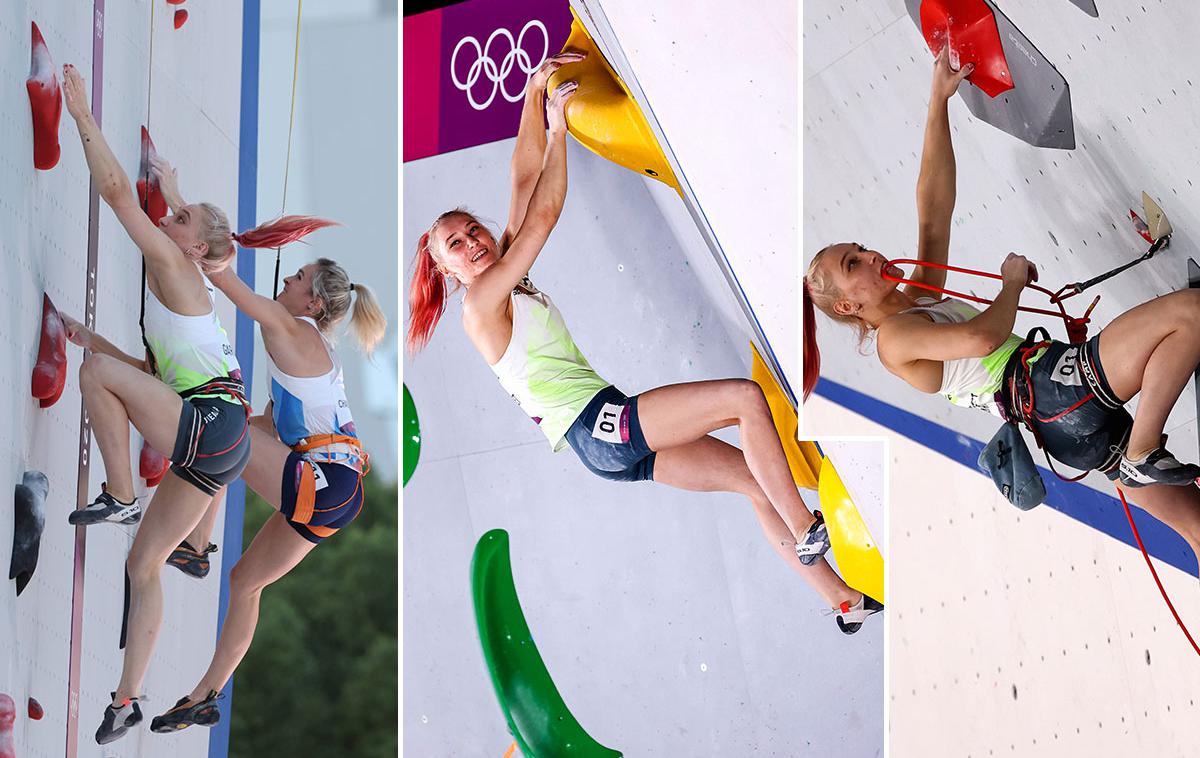 plezanje kolaž | Janja Garnbret bo danes skušala spisati zgodovino. Če ji uspe zmagati, bo postala prva olimpijska prvakinja v športnem plezanju v zgodovini. V finalu jo čakajo tri discipline. Najprej hitrostno plezanje (levo), nato balvansko in za konec še težavnostno.  | Foto Guliverimage