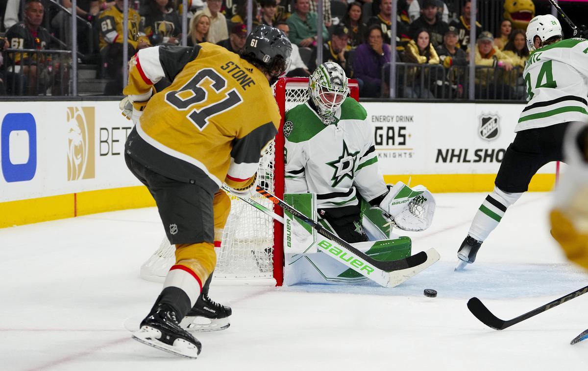 Vegas Golden Knights Dallas Stars Jake Oettinger | Jake Oettinger je bil premagan v drugi minuti podaljška. | Foto Reuters