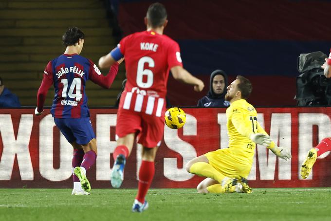 Tako je Joao Felix odločil zmagovalca na derbiju med Barcelono in Atletico v začetku decembra 2023 (1:0). | Foto: Guliverimage