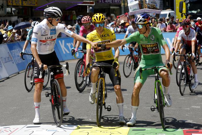 Wout van Aert | Najboljša trojica na Dirki po Franciji – Tadej Pogačar, Jonas Vingegaard in Wout van Aert. | Foto Reuters