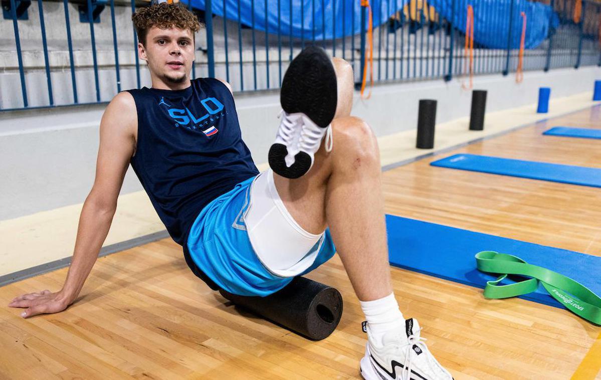 slovenska košarkarska reprezentanca trening Aljaž Kunc | Aljaž Kunc je edini debitant v slovenski članski izbrani vrsti. | Foto Vid Ponikvar/Sportida