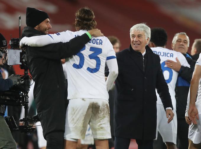 Gian Piero Gasperini po eni najslajših zmag v trenerski karieri. O tem, kako je premagati Liverpool v gosteh, se je naposlušal že v Genovi, ko je vodil Genoo, enega od petih italijanskih klubov, ki se lahko pohvalijo z zmago na Anfieldu. | Foto: Reuters