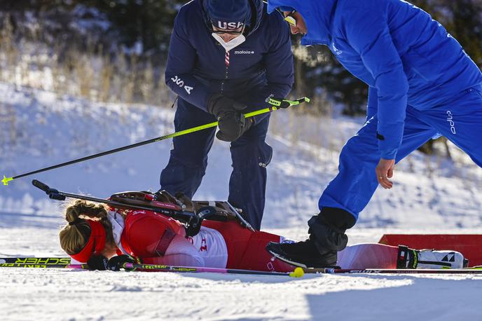 Irene Cadurisch | Švicarska biatlonka Irene Cadurisch se je danes zgrudila na biatlonski progi v Džangdžjakovu. | Foto Guliverimage