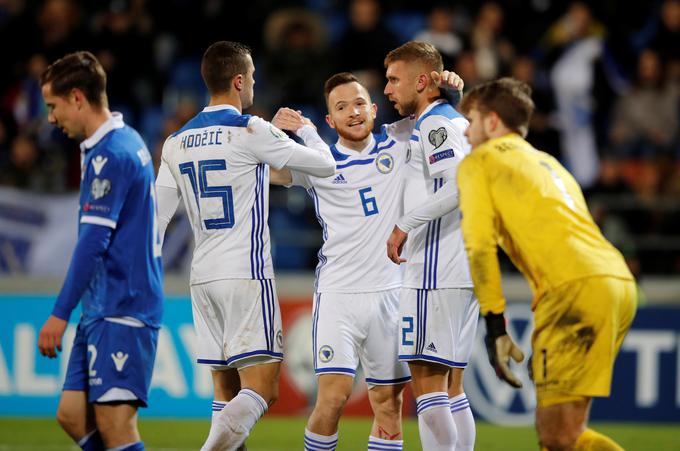 Hotić je lani debitiral v dresu članske reprezentance BiH, ki je pred kratkim dobila novega selektorja Duška Bajevića in bo spomladi nastopila v dodatnih kvalifikacijah za Euro 2020. | Foto: Reuters