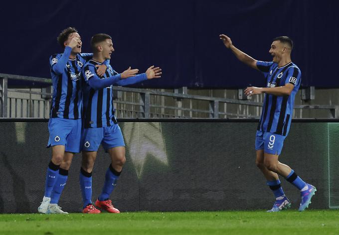 Christos Tzolis je v Celovcu utišal navijače Sturma in popeljal Club Brugge do zmage z 1:0. Tomi Horvat je vstopil v igro v 66. minuti, Arjan Malić je ostal na klopi, Jon Gorenc Stanković pa zaradi poškodbe ni kandidiral za srečanje. | Foto: Reuters