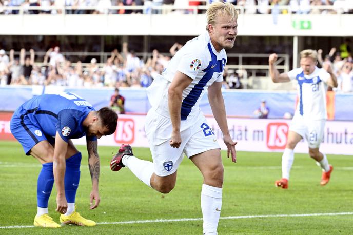 kvalifikacije 2024 Finska Slovenija | Joel Pohjanpalo je zadel za vodstvo Finske z 1:0. | Foto Reuters