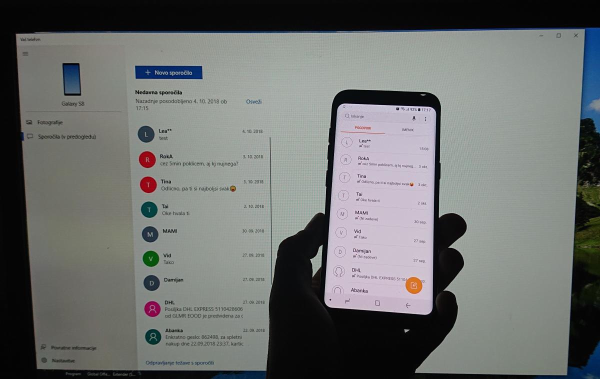 Windows 10 | Velika novost uporabnikom operacijskega sistema Windows 10 omogoča pošiljanje sporočil SMS, če le imajo pametni telefon z operacijskim sistemom Android (podprte so različice 7.0 in novejše).  | Foto Matic Tomšič