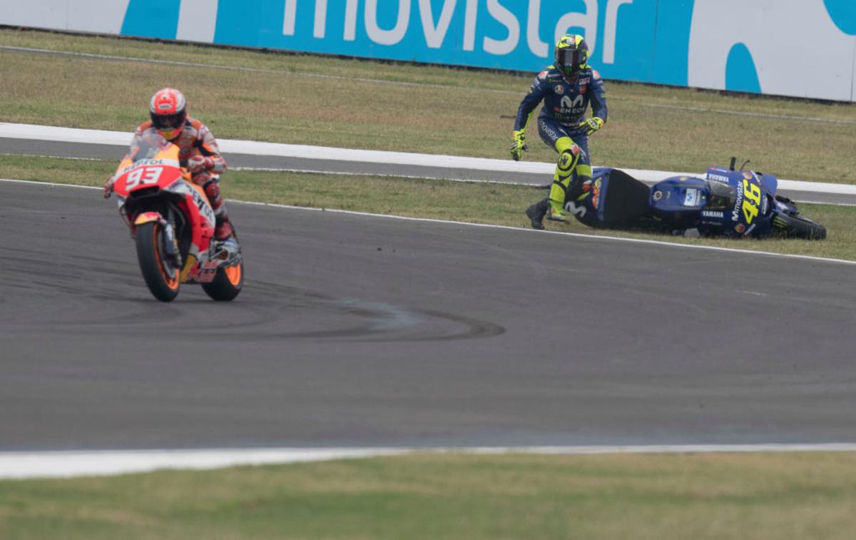 Valentino Rossi | Marc Marquez je na VN nagradi Argentine trčil v Valentina Rossija. | Foto Guliver/Getty Images