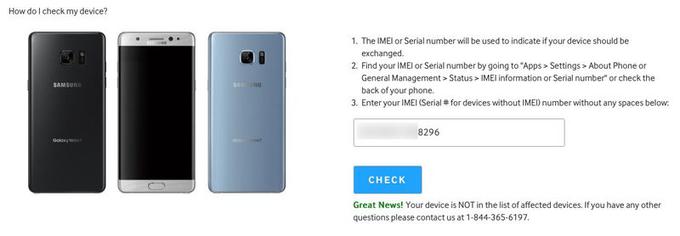 Tudi Samsungova spletna aplikacija za preverjanje, ali je uporabnikov Note7 iz novejše varne ali starejše eksplozivne serije, je Greenu pokazala, da je s telefonom vse v najlepšem redu. Foto: The Verge | Foto: 
