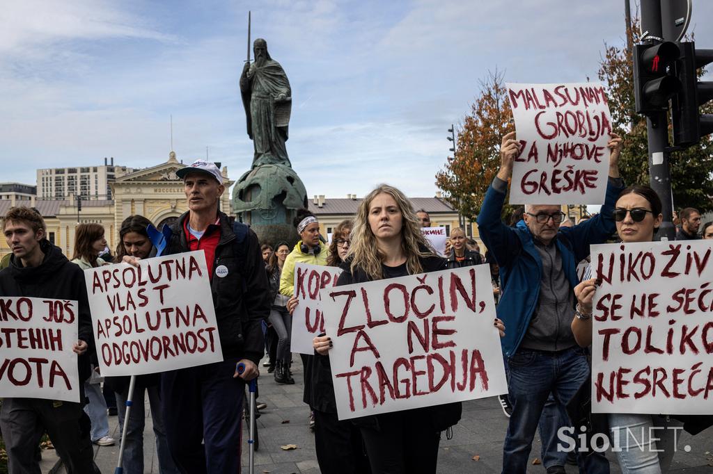 Protest v Beogradu po nesreči v Novem Sadu, Srbija