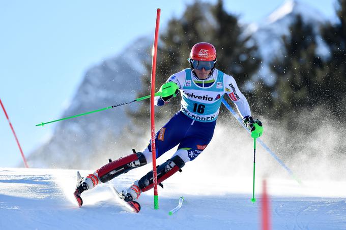 Štefan Hadalin je bil po prvi vožnji 12., v finalu pa je po odlični predstavi v zgornjem delu proge na koncu popustil in v cilj pripeljal kot osmi.  | Foto: Getty Images