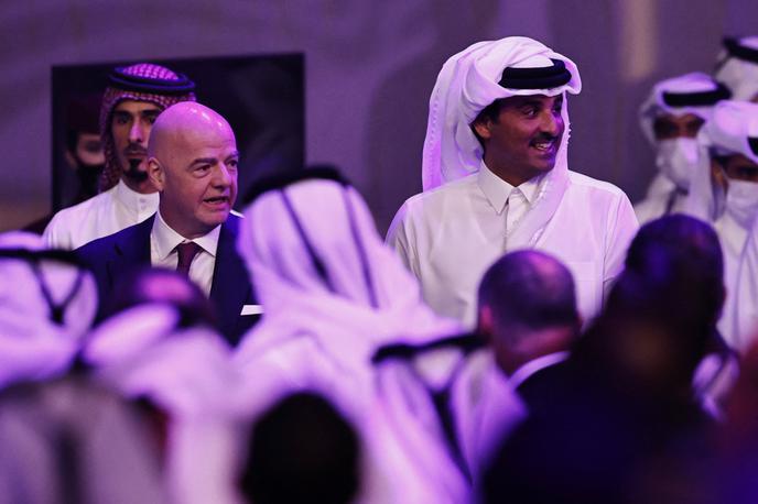 Gianni Infantino, šejk Tamim bin Hamad al-Thani, Katar 2022 | Svetovno prvenstvo se bo letos v Katarju začelo 20. in ne 21. novembra. | Foto Reuters