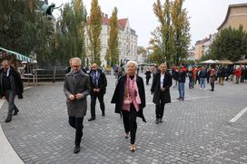 Christine Lagarde na obisku ljubljanske tržnice