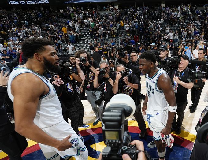 Karl-Anthony Towns in Anthony Edwards sta se veselila uvrstitve v konferenčni finale. | Foto: Guliverimage