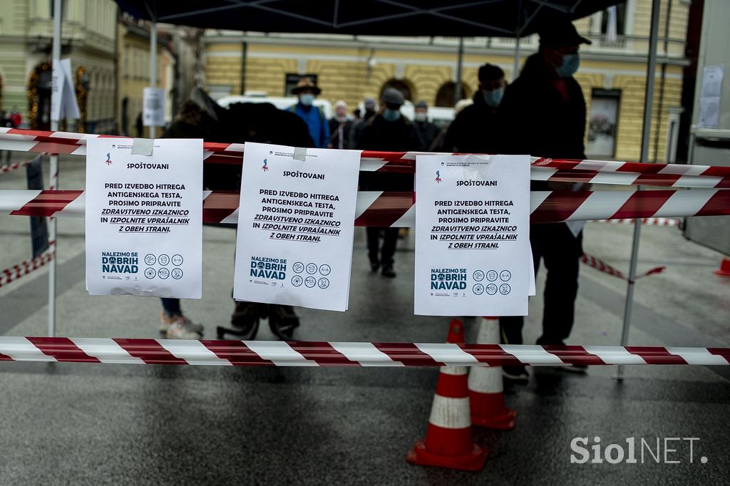 Množično testiranje. Test. Hitri test. Covid-19. Koronavirus.