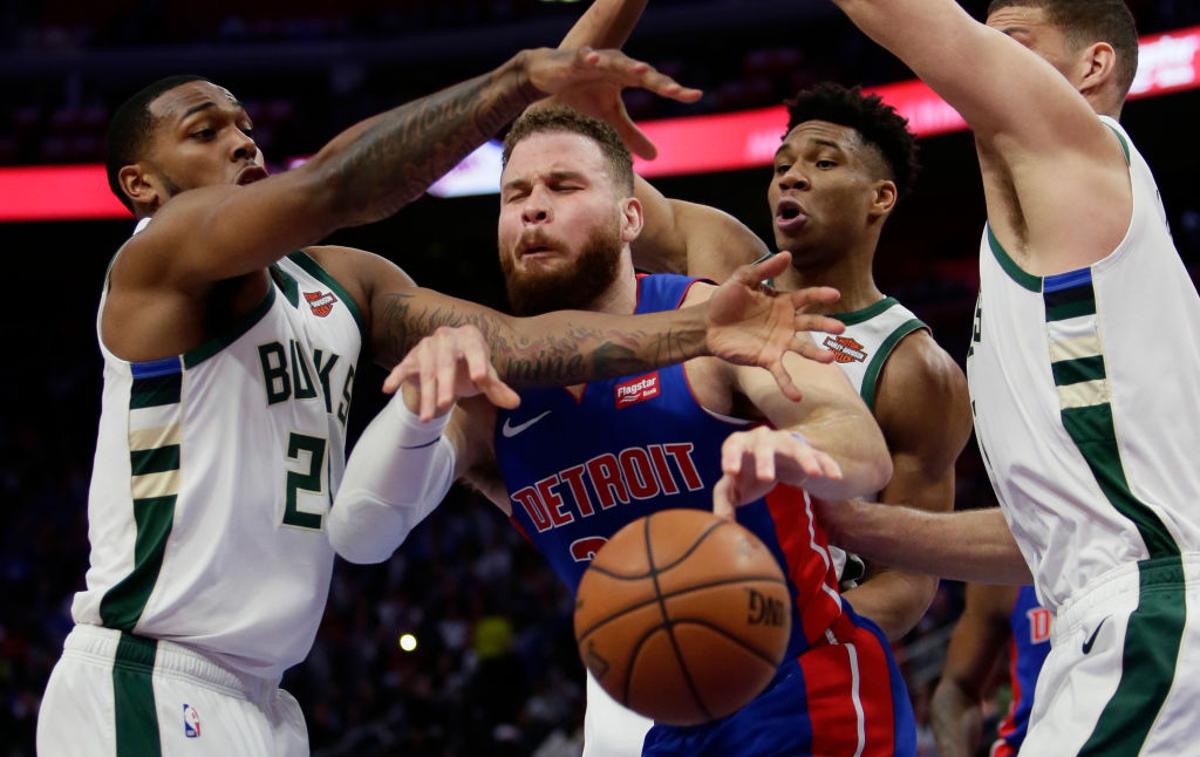 Giannis Antetokounmpo | Milwaukee Bucks so s 4:0 odpravili Detroit Pistons in prvič po letu 2001 napredovali v drugi krog končnice.  | Foto Getty Images