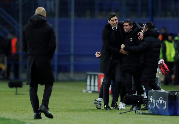 Ko je sodnik zapiskal konec, je Josep Guardiola doživel prvi poraz v tej sezoni, strokovno vodstvo Šahtarja pa je na štadionu Metalista v Harkivu poskakovalu od sreče. | Foto: Reuters