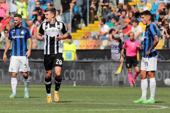 Jaka Bijol Udinese | Jaka Bijol je s prvencem v serie A v 85. minuti zadel za zmago nad Interjem Samirja Handanovića in skočil na prvo mesto. | Foto Guliverimage