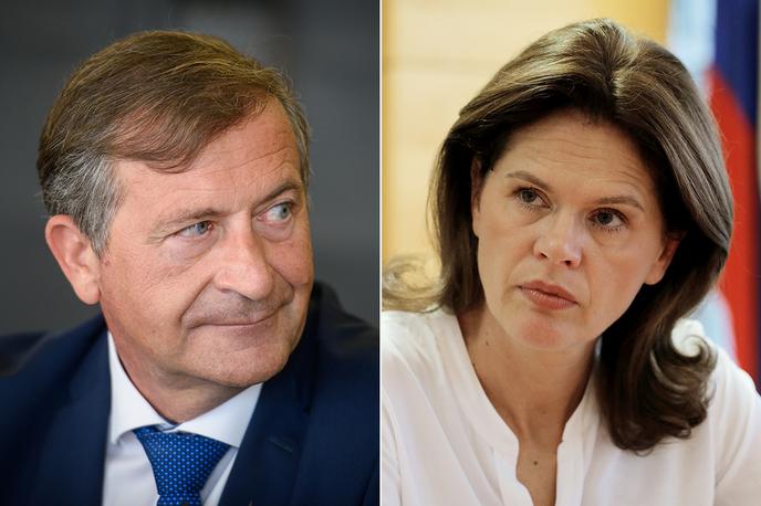 Karel Erjavec. Alenka Bratušek. | Besedni spopad med predsednico SAB Alenko Bratušek in predsednikom DeSUS Karlom Erjavcem je presenetil celo premierja Marjana Šarca. | Foto STA