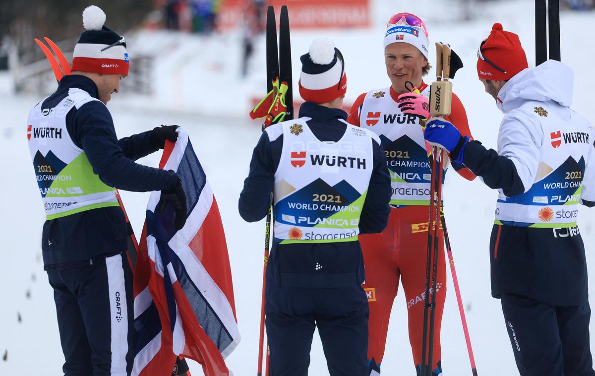 Planica 2023, norveška moška štafeta v smučarskih tekih | Norvežani so pričakovano ubranili zlato iz Oberstdorfa. | Foto Reuters