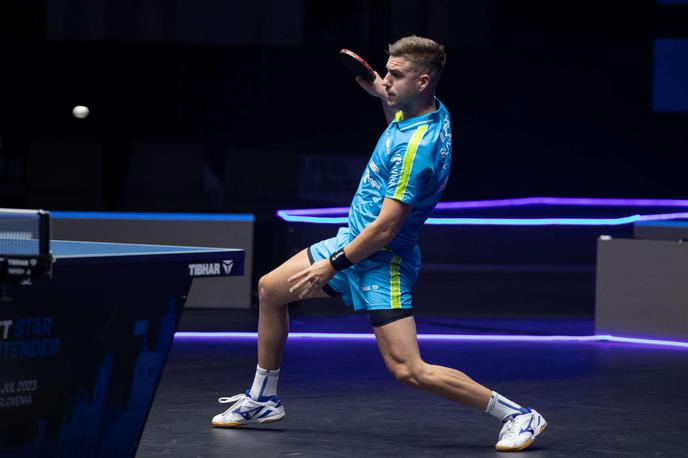 Darko Jorgić Ljubljana 2023 | Darko Jorgić je na turnirju WTT contender v Astani še enkrat več občutil moč portugalskega obrambnega igralca Marcosa Freitasa. | Foto Katja Kodba/STA